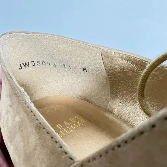 Stuart Weitzman Tan Suede Cutout Lace Up Oxfords Wingtips Size 11 Classic Preppy - Picture 6 of 7